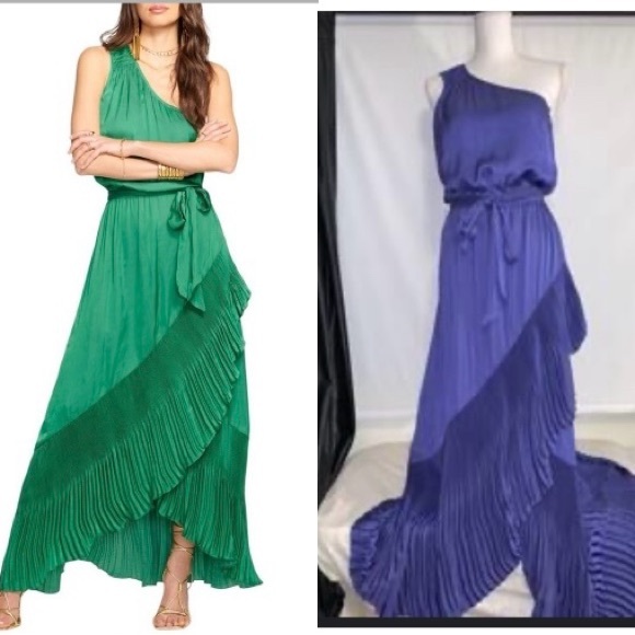 NWT Ramy Brook $545 One-Shoulder BLUE Dress Size S
